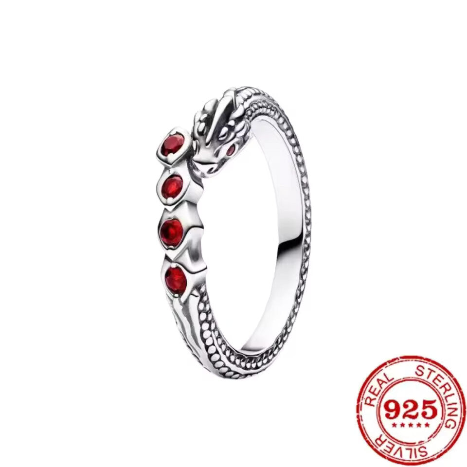 Fashion Classi 925 Silver Red Heart-shaped Ring